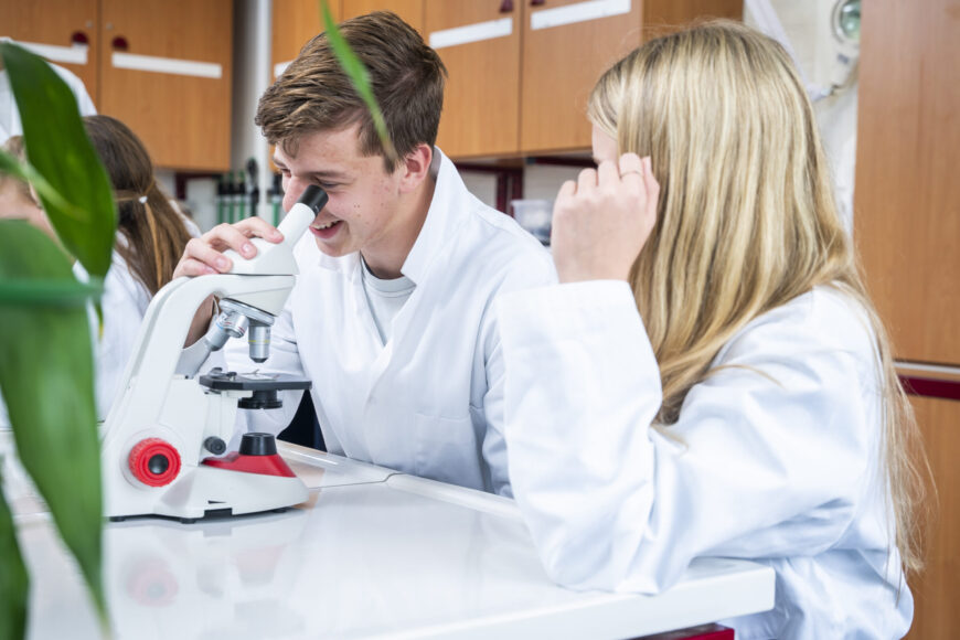 leerlingen, biologie, les, middelbare school