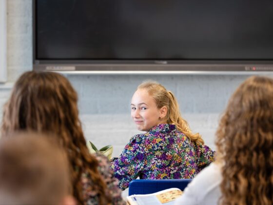 Leerling, omkijken, les, havo